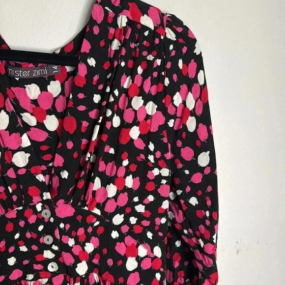 Mister Zimi Mini Dress Posey Print Feminine Size 14 - Picture 5 of 13